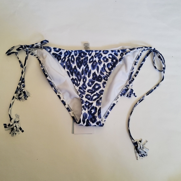 Calme By Johnny Was Blue Tiger String Bikini Swimsut Bottom Sizs S New - Picture 4 of 16